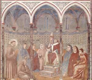 The sermon in front of the St. Francis Pope Honorius III