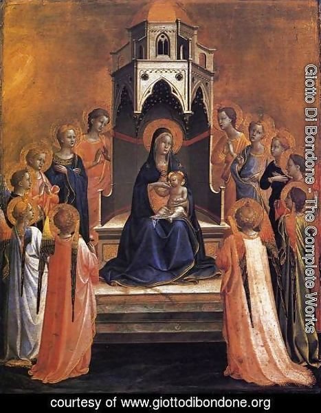 Giotto Di Bondone - Virgin and Child Enthroned with Twelve Angels