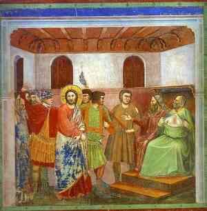 Giotto Di Bondone - Christ Before Caiphus 1304-1306