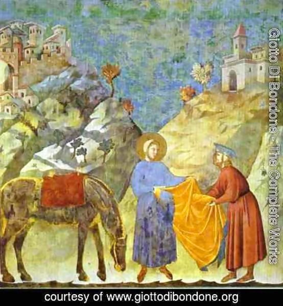 Giotto Di Bondone - St Francis Giving His Cloak To A Poor Man 1295-1300