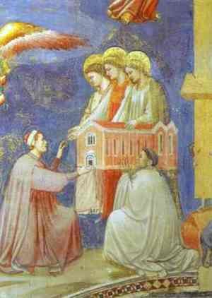 Giotto Di Bondone - The Last Judgement Detail (Enrico Scrovegni Presents The Model Of The Church To The Virgin Mary) 1304-1306