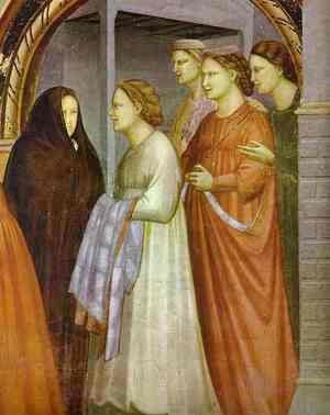 Giotto Di Bondone - The Meeting At The Golden Gate Detail 1304-1306