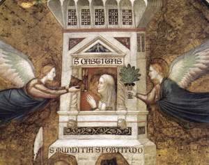 Giotto Di Bondone - Franciscan Allegories- Allegory of Chastity (detail 1) c. 1330