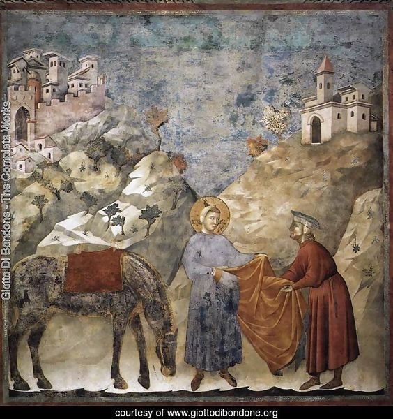 Legend of St Francis- 2. St Francis Giving his Mantle to a Poor Man 1297-99