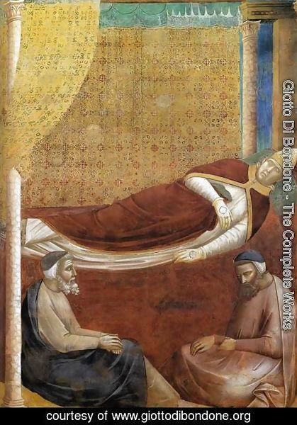 Giotto Di Bondone - Legend of St Francis- 6. Dream of Innocent III (detail 2)  1297-99