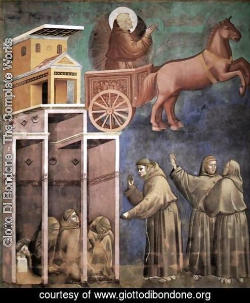 Giotto Di Bondone - Legend of St Francis- 8. Vision of the Flaming Chariot 1297-99