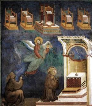 Giotto Di Bondone - Legend of St Francis- 9. Vision of the Thrones 1297-99