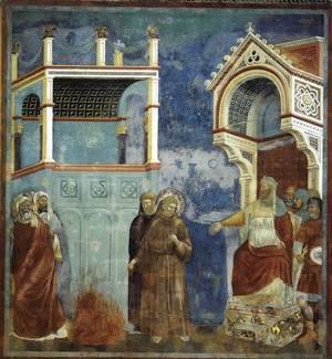 Giotto Di Bondone - Legend of St Francis- 11. St Francis before the Sultan (Trial by Fire) 1297-1300