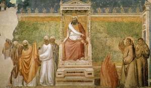 Giotto Di Bondone - Scenes from the Life of Saint Francis- 6. St Francis before the Sultan (Trial by Fire) 1325