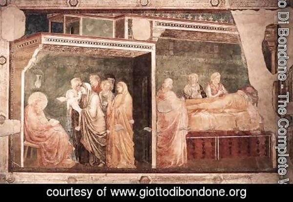 Giotto Di Bondone - Scenes from the Life of St John the Baptist- 2. Birth and Naming of the Baptist, 1320