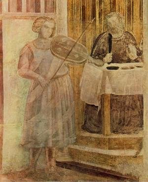 Giotto Di Bondone - Scenes from the Life of St John the Baptist- 3. Feast of Herod (detail 1) 1320