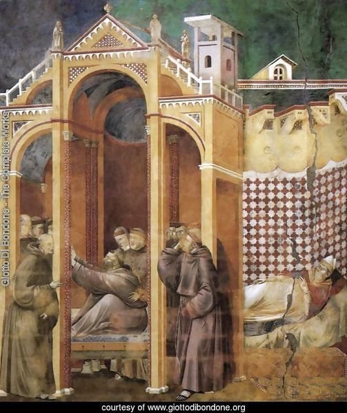Legend of St Francis- 21. Apparition to Fra Agostino and to Bishop Guido of Arezzo 1300