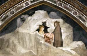 Giotto Di Bondone - Scenes from the Life of Mary Magdalene- The Hermit Zosimus Giving a Cloak to Magdalene 1320