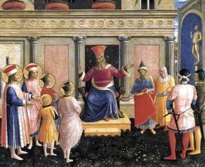 Giotto Di Bondone - Saint Cosmas and Saint Damian before Lisius