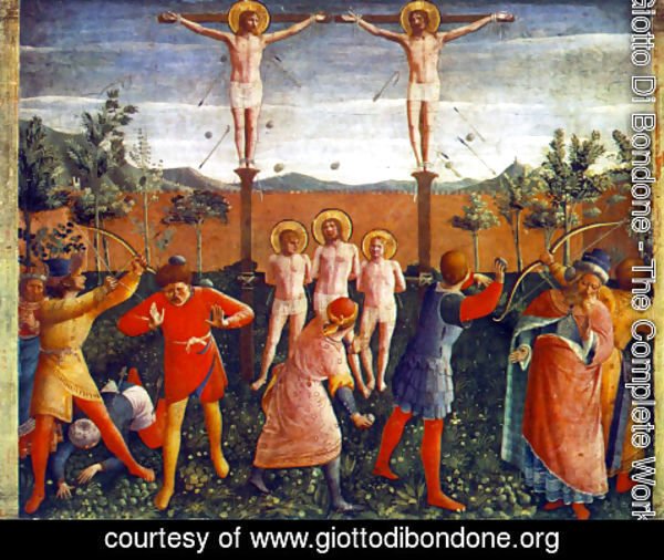 Giotto Di Bondone - Saint Cosmas and Saint Damian Crucifixed and Stoned