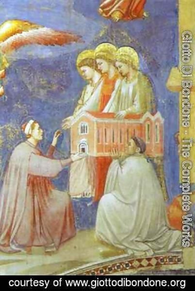 Giotto Di Bondone - The Last Judgement Detail (Enrico Scrovegni Presents The Model Of The Church To The Virgin Mary) 1304-1306