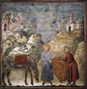 Legend of St Francis- 2. St Francis Giving his Mantle to a Poor Man 1297-99
