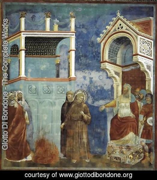 Giotto Di Bondone - Legend of St Francis- 11. St Francis before the Sultan (Trial by Fire) 1297-1300