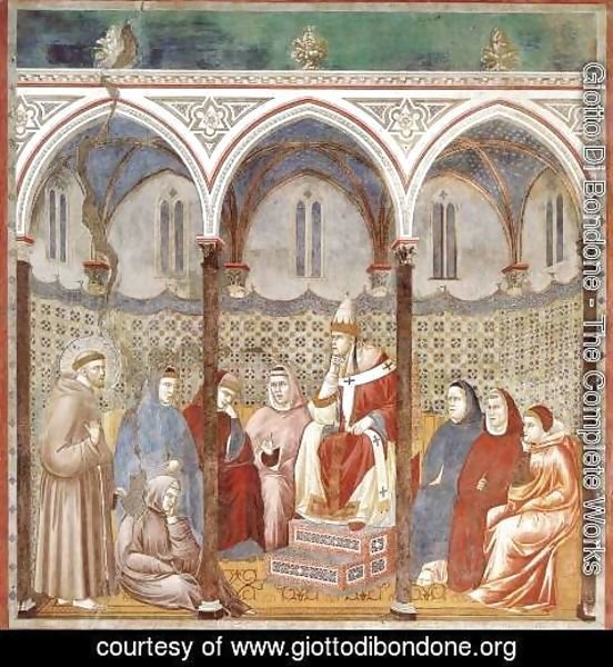 Giotto Di Bondone - Legend of St Francis- 17. St Francis Preaching before Honorius III 1297-1300