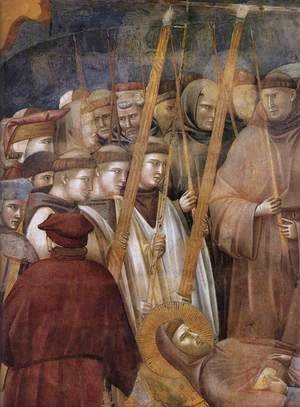 Giotto Di Bondone - Legend of St Francis- 22. Verification of the Stigmata (detail 1) 1300