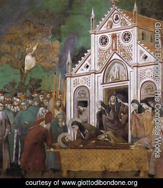Giotto Di Bondone - Legend of St Francis- 23. St. Francis Mourned by St. Clare 1300
