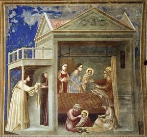 No. 7 Scenes from the Life of the Virgin- 1. The Birth of the Virgin 1304-06