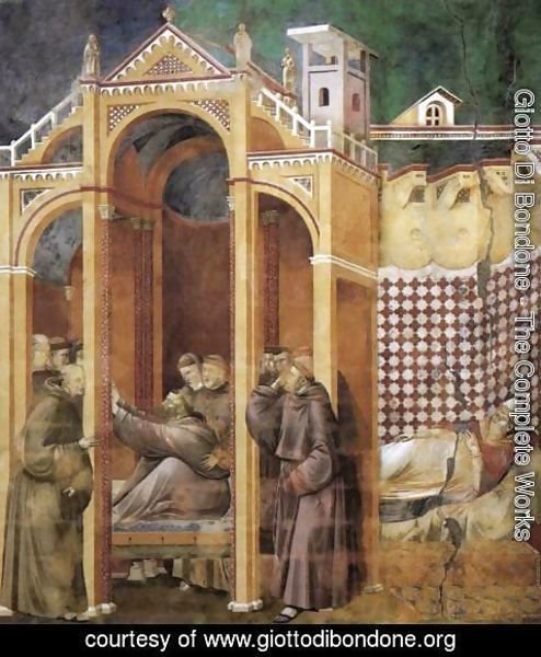 Giotto Di Bondone - Legend of St Francis- 21. Apparition to Fra Agostino and to Bishop Guido of Arezzo 1300