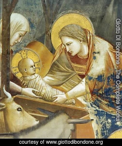 Giotto Di Bondone - No. 17 Scenes from the Life of Christ- 1. Nativity- Birth of Jesus (detail) 1304-06